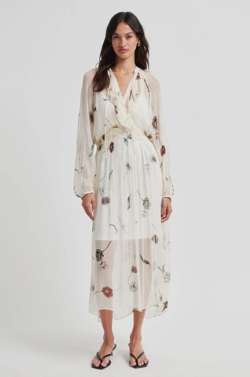 Second Female - Florala Maxi Dress 60577 - 1034 Summer Sand