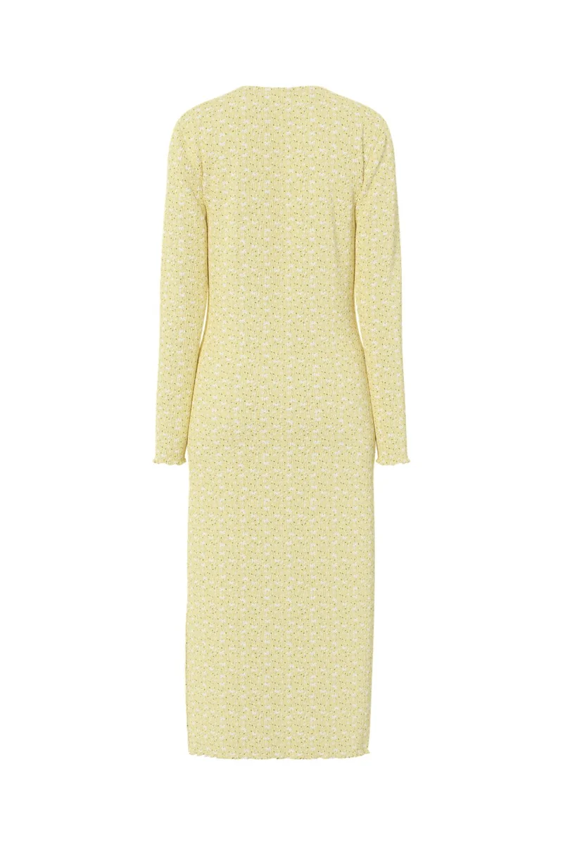 Pieces - Pcflora Ls Midi Dress - 4994214 French Vanilla Flower