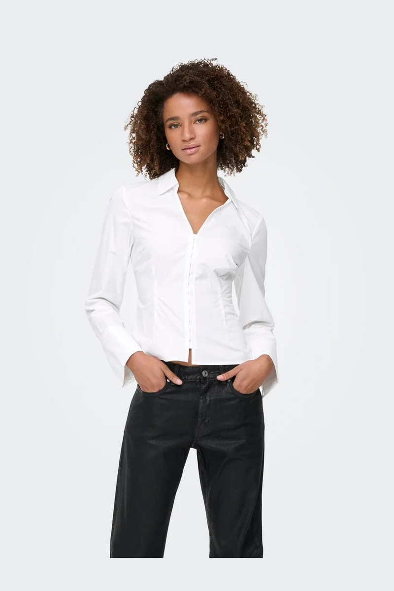 Only - Onlbeya Ls Fitted Hook Shirt - 4942456 Bright White