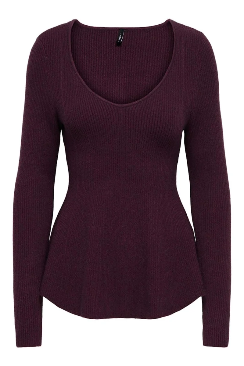 Only - Onlibi Life Ls V-Neck Rib Peplum Cc Knt - 5021071 Port Royale