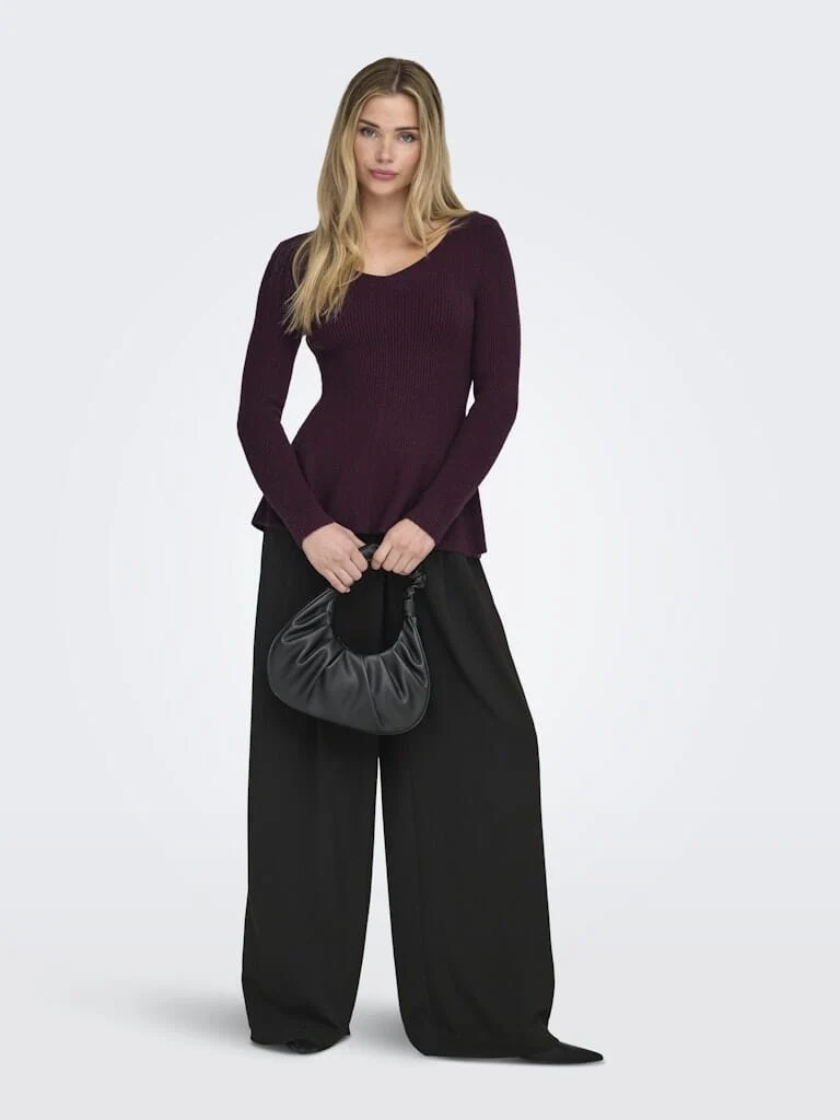 Only - Onlibi Life Ls V-Neck Rib Peplum Cc Knt - 5021071 Port Royale