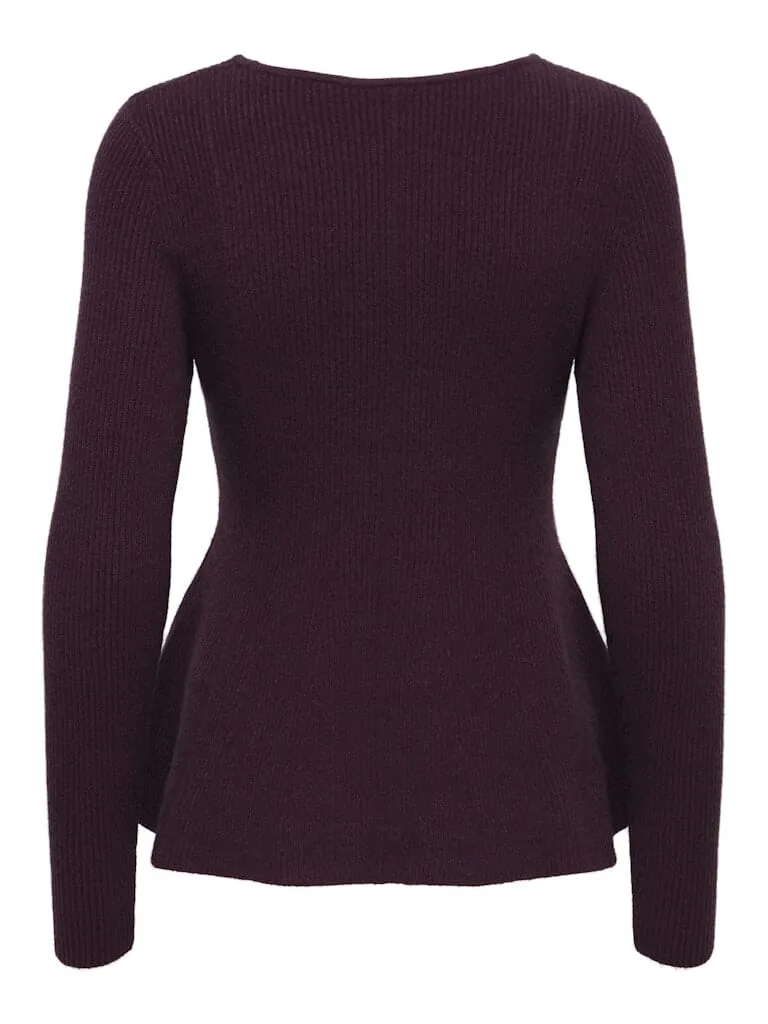 Only - Onlibi Life Ls V-Neck Rib Peplum Cc Knt - 5021071 Port Royale