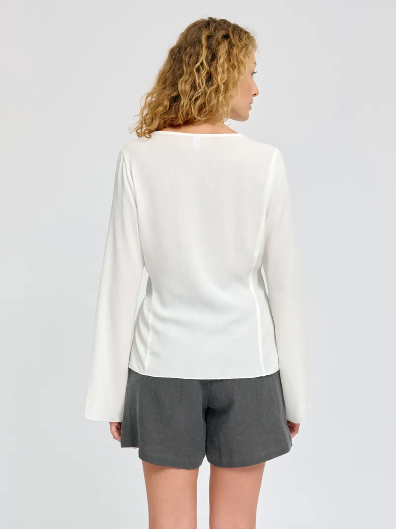 MAZINE Wide Sleeve Crinkle Blouse offwhite