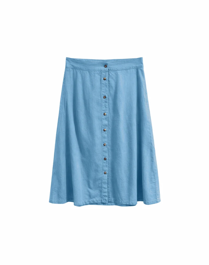 MAZINE Tencel Midi Skirt dark blue wash