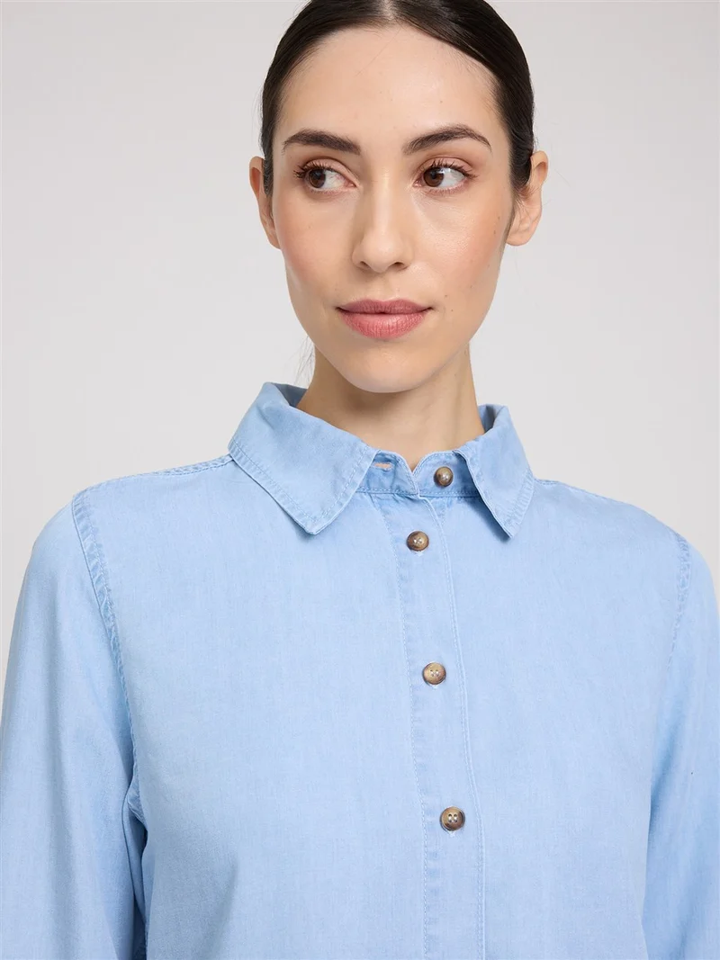 MAZINE Tencel Shirt light blue wash