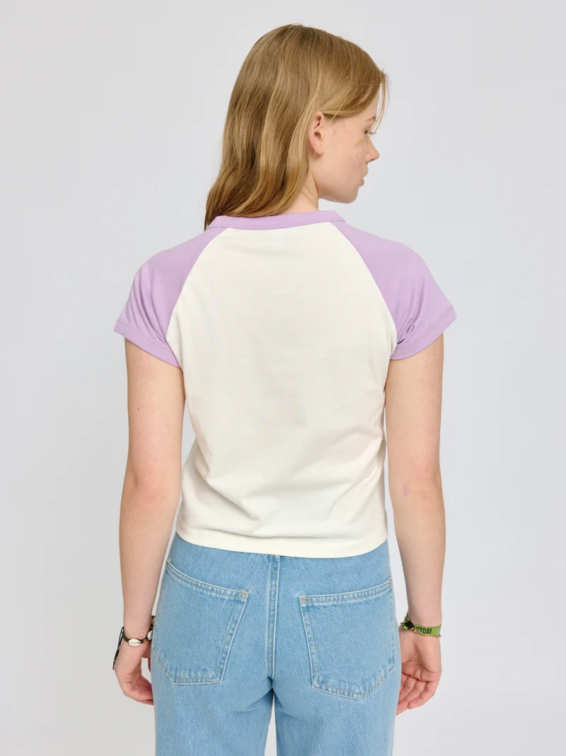 MAZINE Contrast Sleeves T-Shirt orchid/offwhite