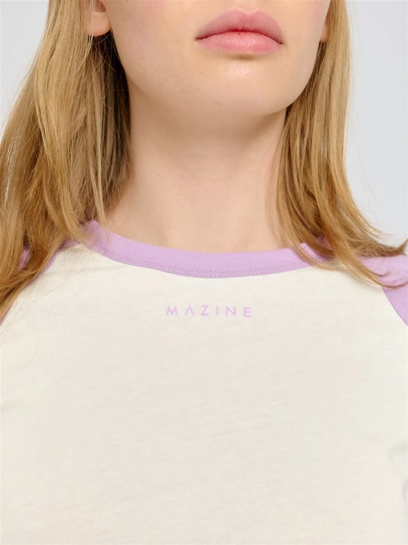 MAZINE Contrast Sleeves T-Shirt orchid/offwhite