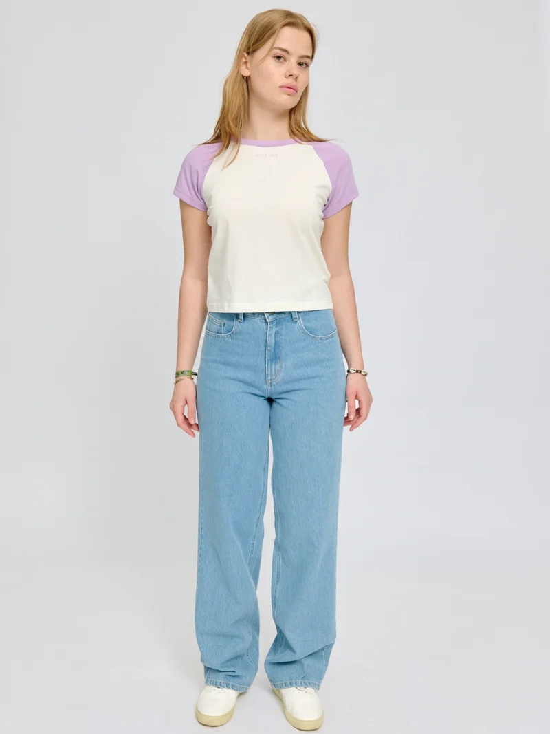 MAZINE Contrast Sleeves T-Shirt orchid/offwhite
