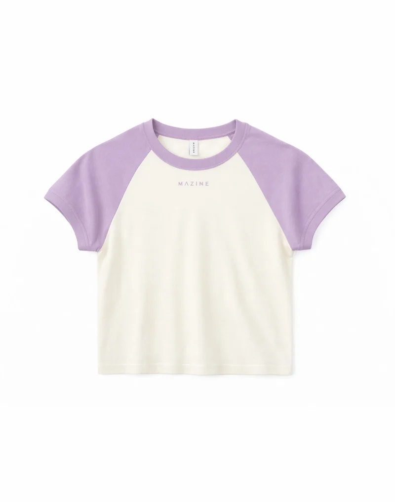 MAZINE Contrast Sleeves T-Shirt orchid/offwhite