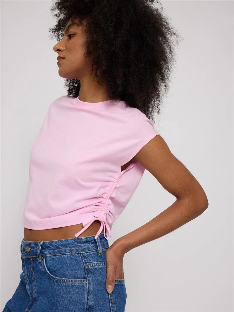 MAZINE Tie Detail T-Shirt peony pink
