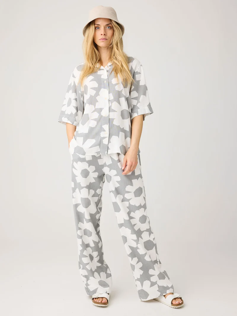 KNOWLEDGE COTTON APPAREL Posey Wide Linen-Mix Pants grey