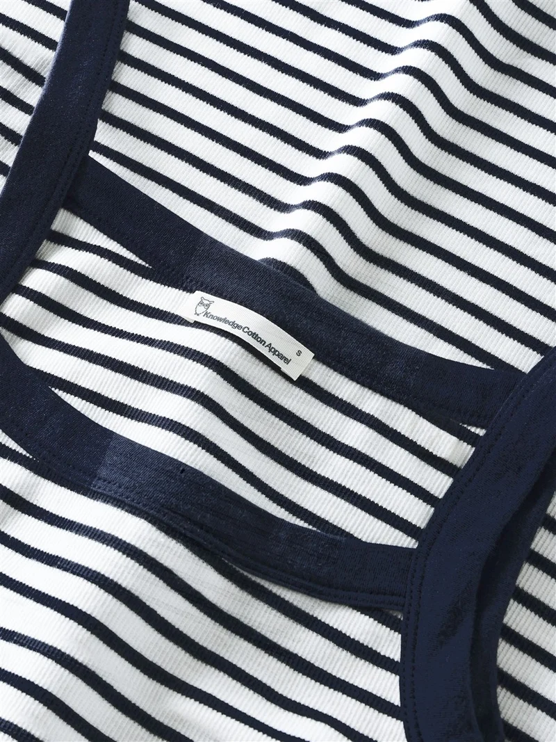 KNOWLEDGE COTTON APPAREL Rib Strap Top navy