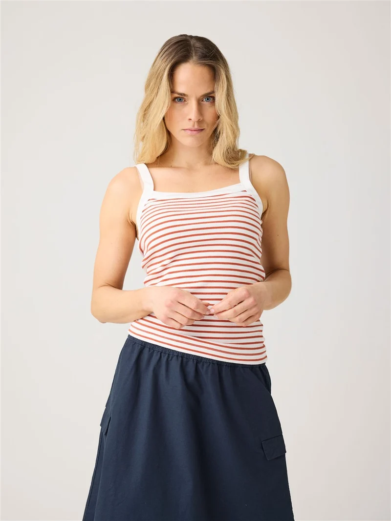 KNOWLEDGE COTTON APPAREL Rib Strap Top orange