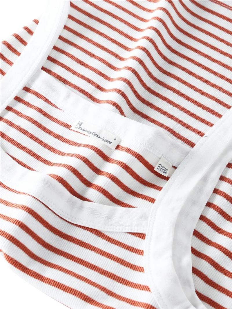 KNOWLEDGE COTTON APPAREL Rib Strap Top orange