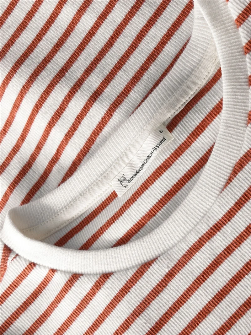 KNOWLEDGE COTTON APPAREL Rib T-Shirt orange