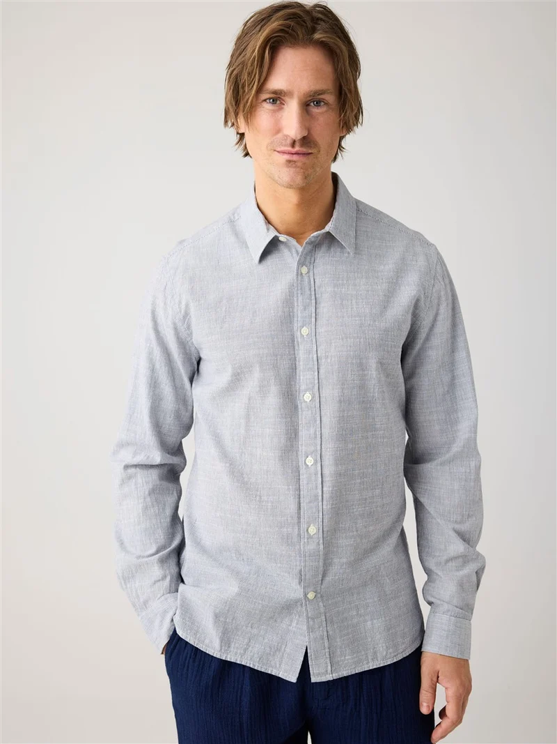 KNOWLEDGE COTTON APPAREL Dune Regular Stripe Shirt blue stripe
