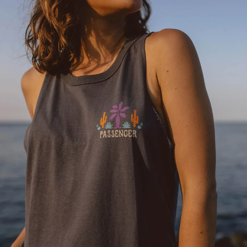 PASSENGER Cactus Recycled Cotton Top faded black