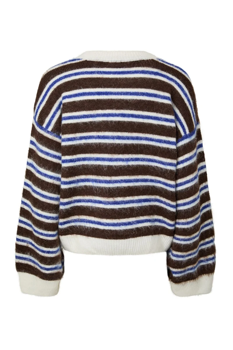 Pieces - Pcada Ls O-Neck Knit - 5140018 Chicory Coffee Cloud Dancer - Bluing