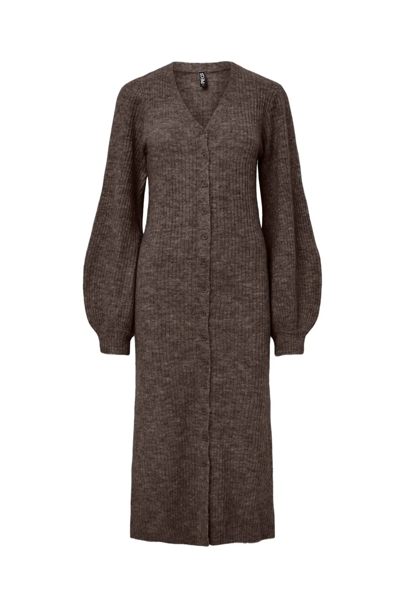 Pieces - Pcfaly Ls Knit Dress - 5120490 Hot Fudge Melange
