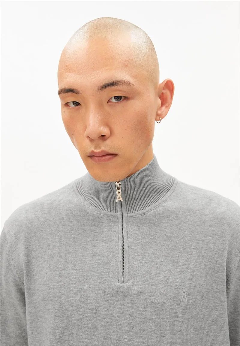 ARMEDANGELS Faabes Half Zip Knit Sweater silver melange