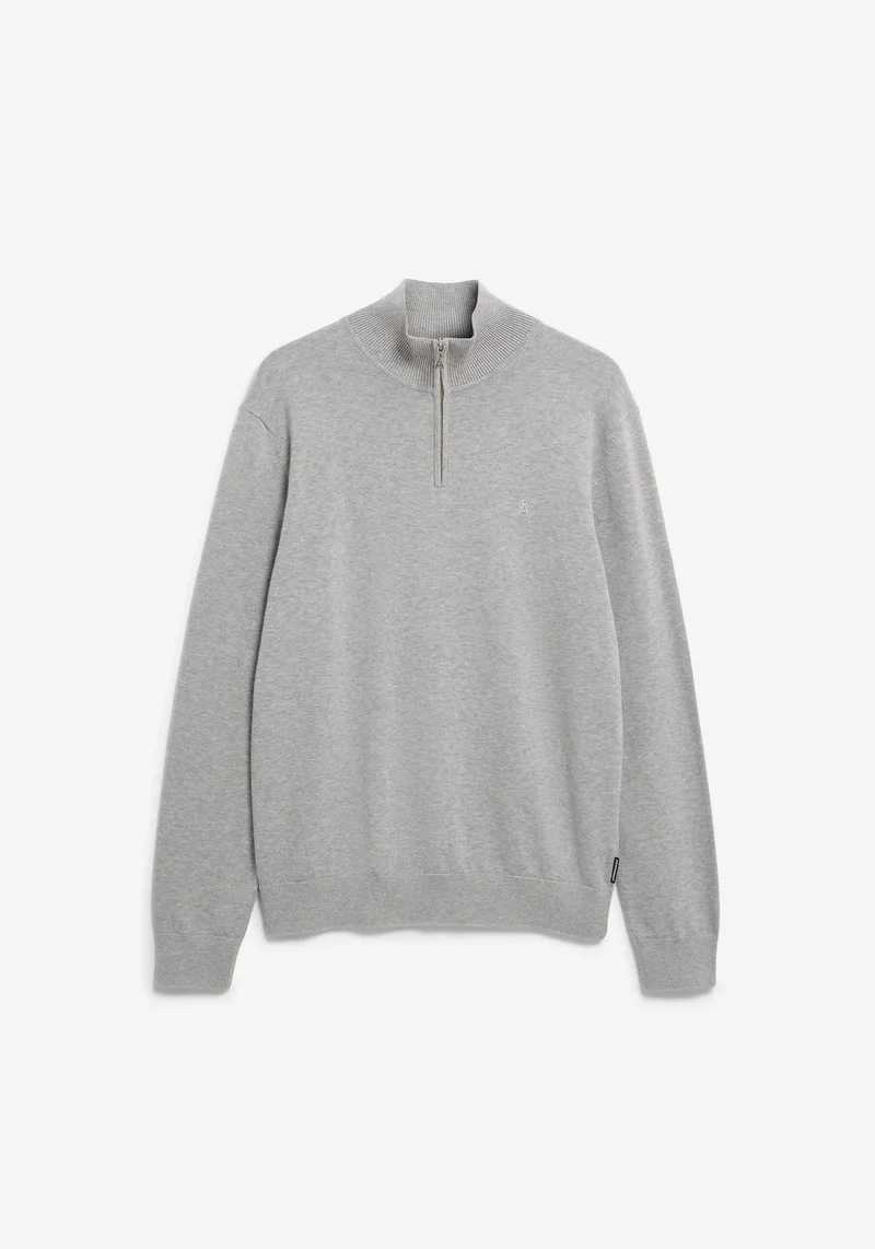 ARMEDANGELS Faabes Half Zip Knit Sweater silver melange