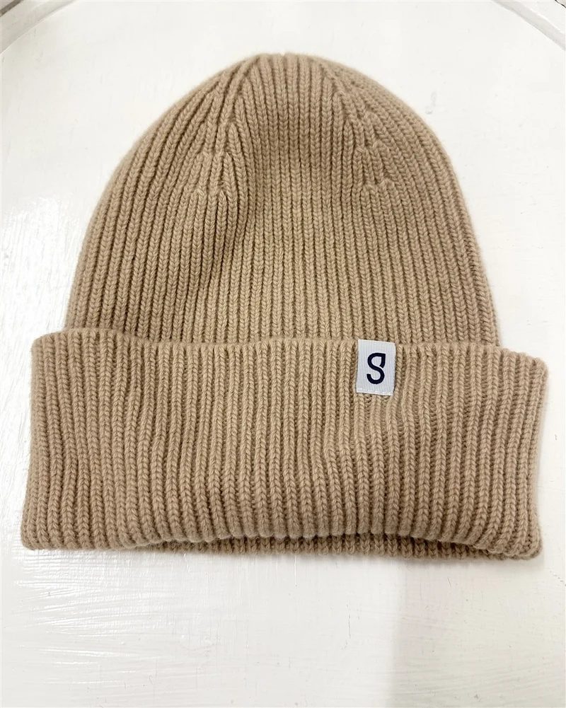GROTE Strickmütze mit Umschlag cappucino