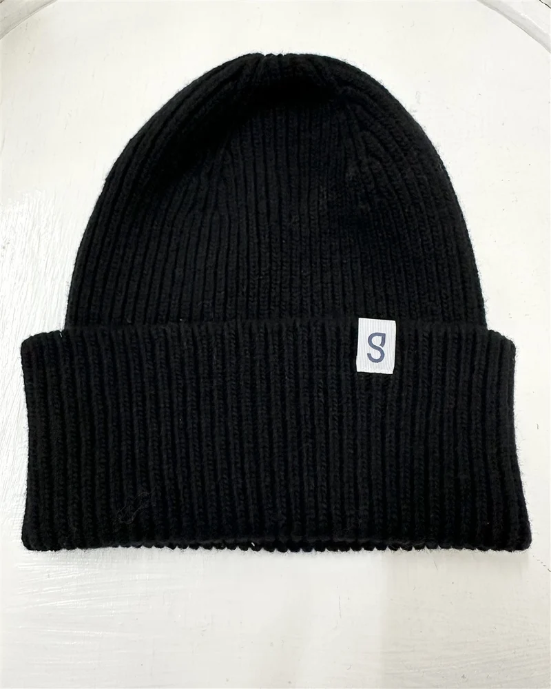 GROTE Strickmütze mit Umschlag schwarz