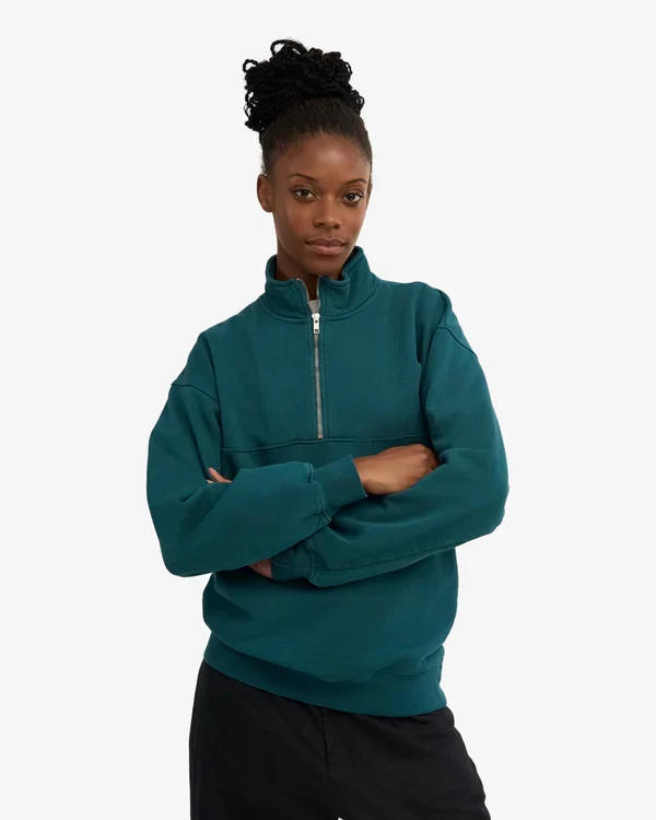 COLORFUL STANDARD Organic Quarter Zip ocean green