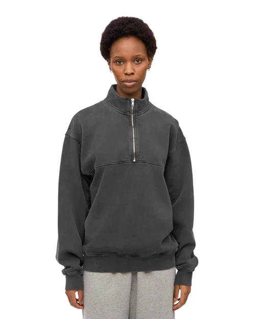 COLORFUL STANDARD Organic Quarter Zip faded black