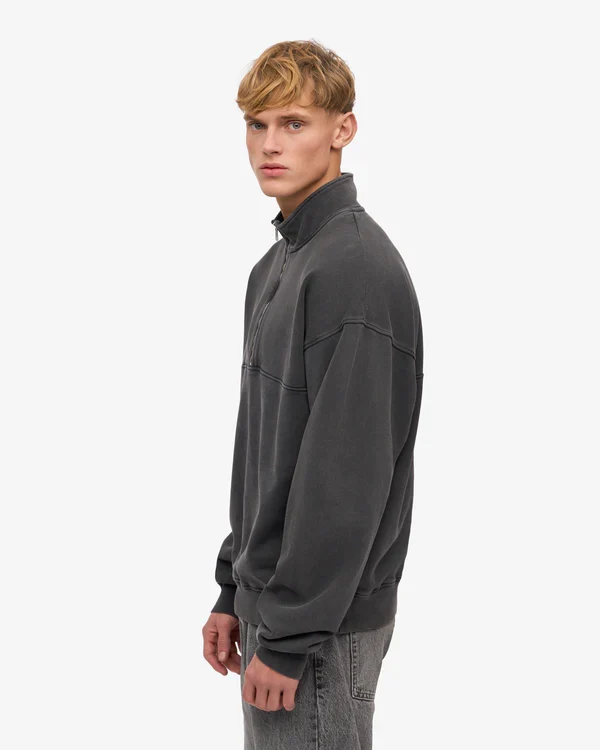 COLORFUL STANDARD Organic Quarter Zip faded black