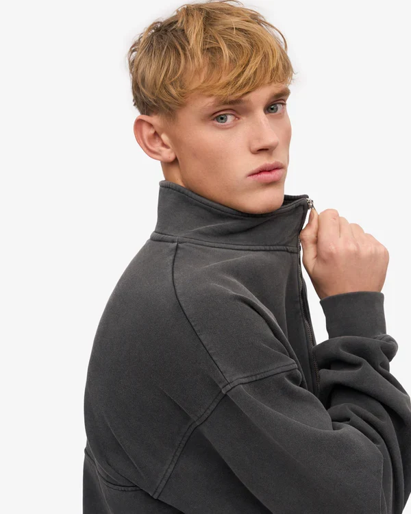 COLORFUL STANDARD Organic Quarter Zip faded black