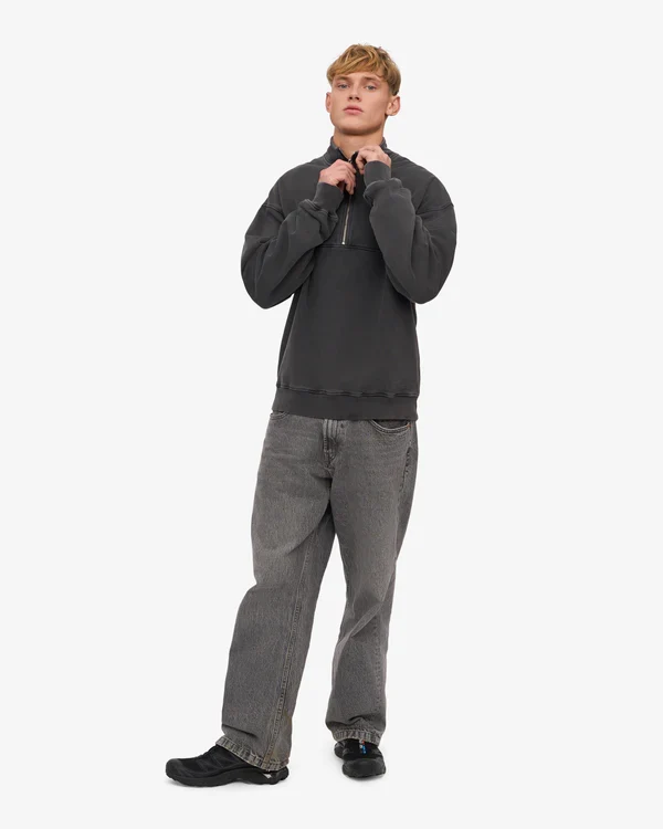 COLORFUL STANDARD Organic Quarter Zip faded black