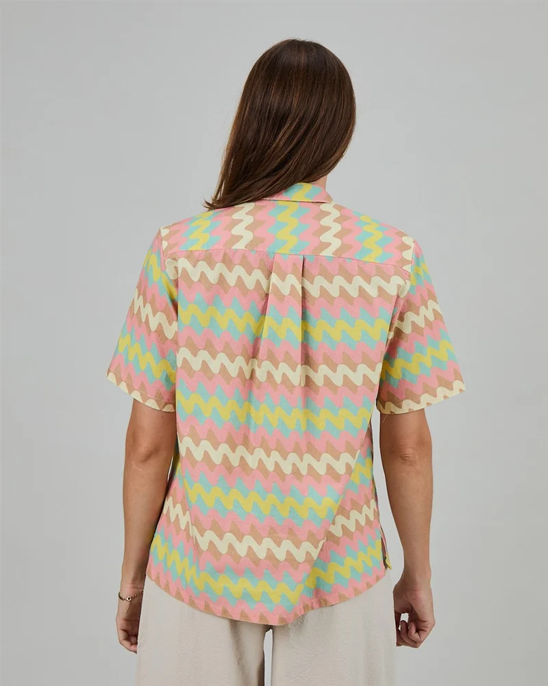 BRAVA Pastel Wavy Stripes Aloha Blouse