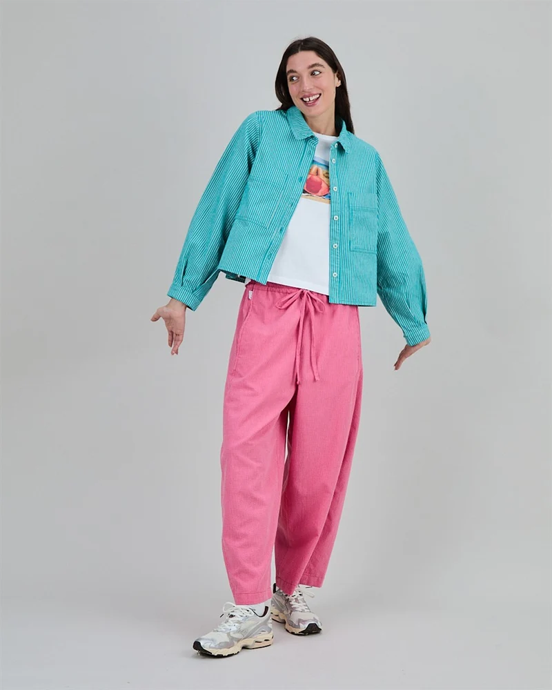 BRAVA Denim Stripes Crop Overshirt mint