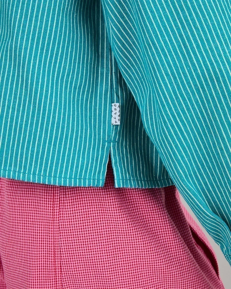 BRAVA Denim Stripes Crop Overshirt mint