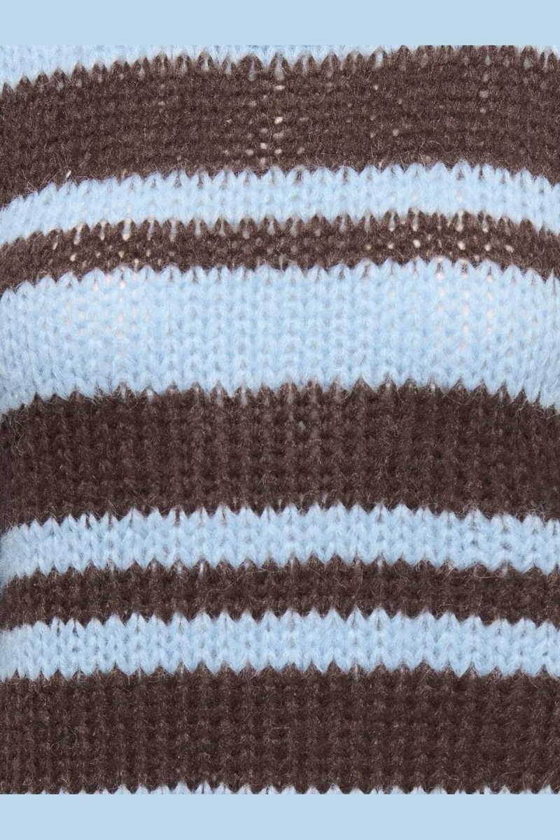 Only - Onlnordic Ls Stripe O-Neck Knt - 5089524 Dusty Blue Block/Coffee Bean