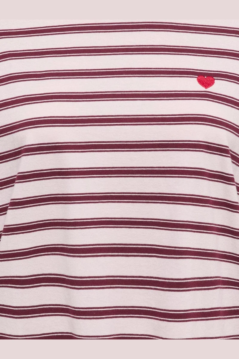 Jdy - Jdypisa L/S Print Top - 5212488 Chalk Pink Chelsea Stripe + Bs Heart