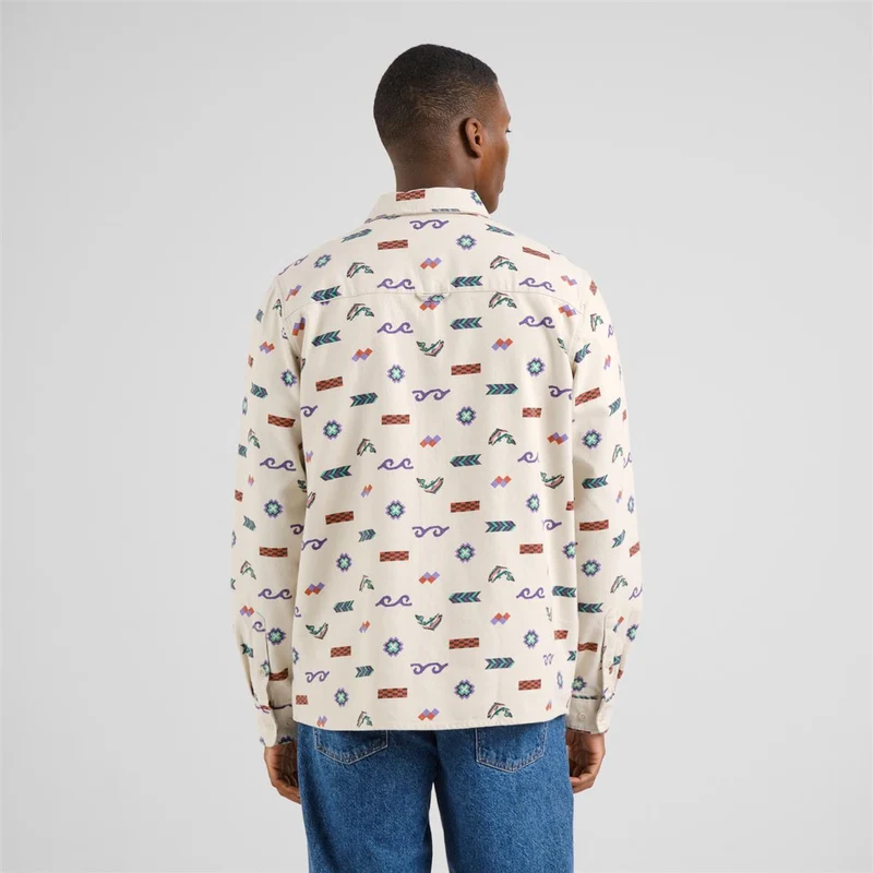 DEDICATED Shirt Rute Flannel Trout And Waves Oat White