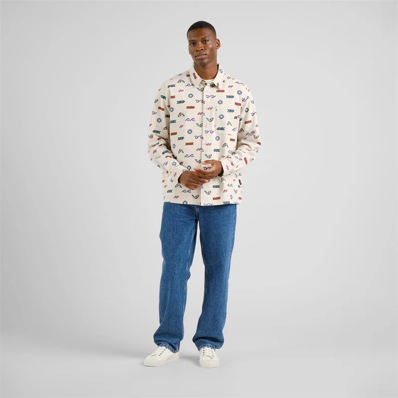 DEDICATED Shirt Rute Flannel Trout And Waves Oat White