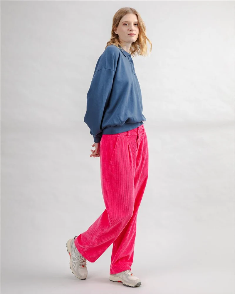 BRAVA Corduroy Pleated Pants Pink