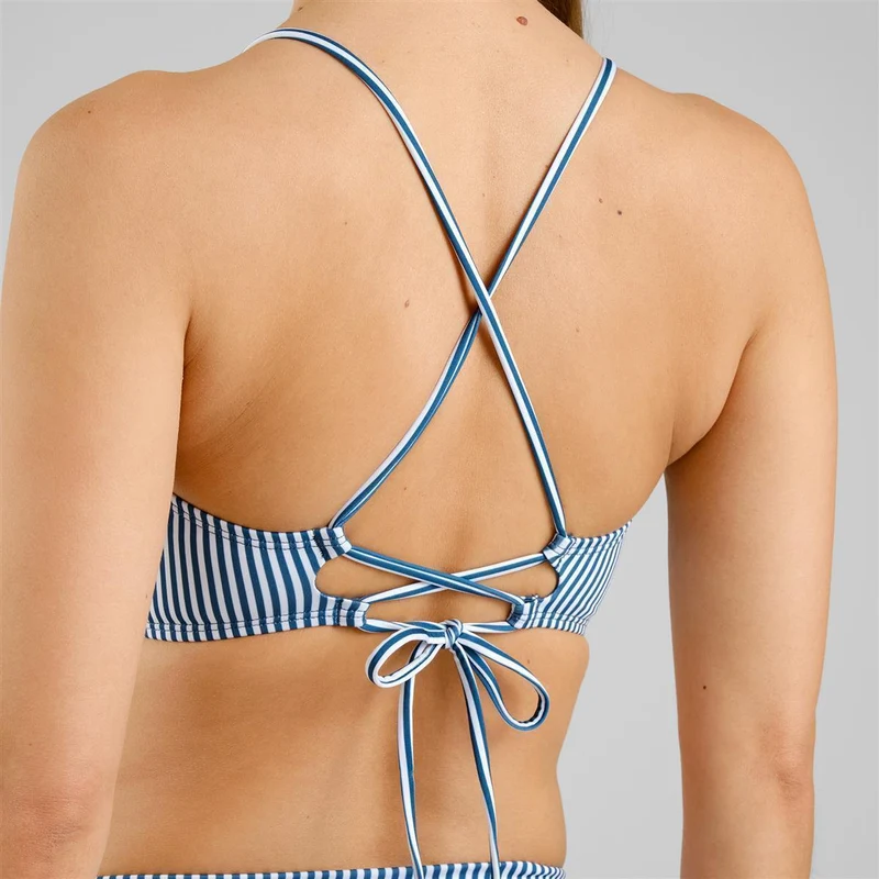 DEDICATED Bikini Top Orust Thin Stripe Majolica Blue