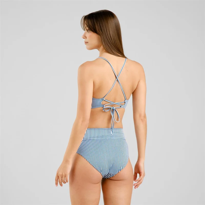 DEDICATED Bikini Top Orust Thin Stripe Majolica Blue