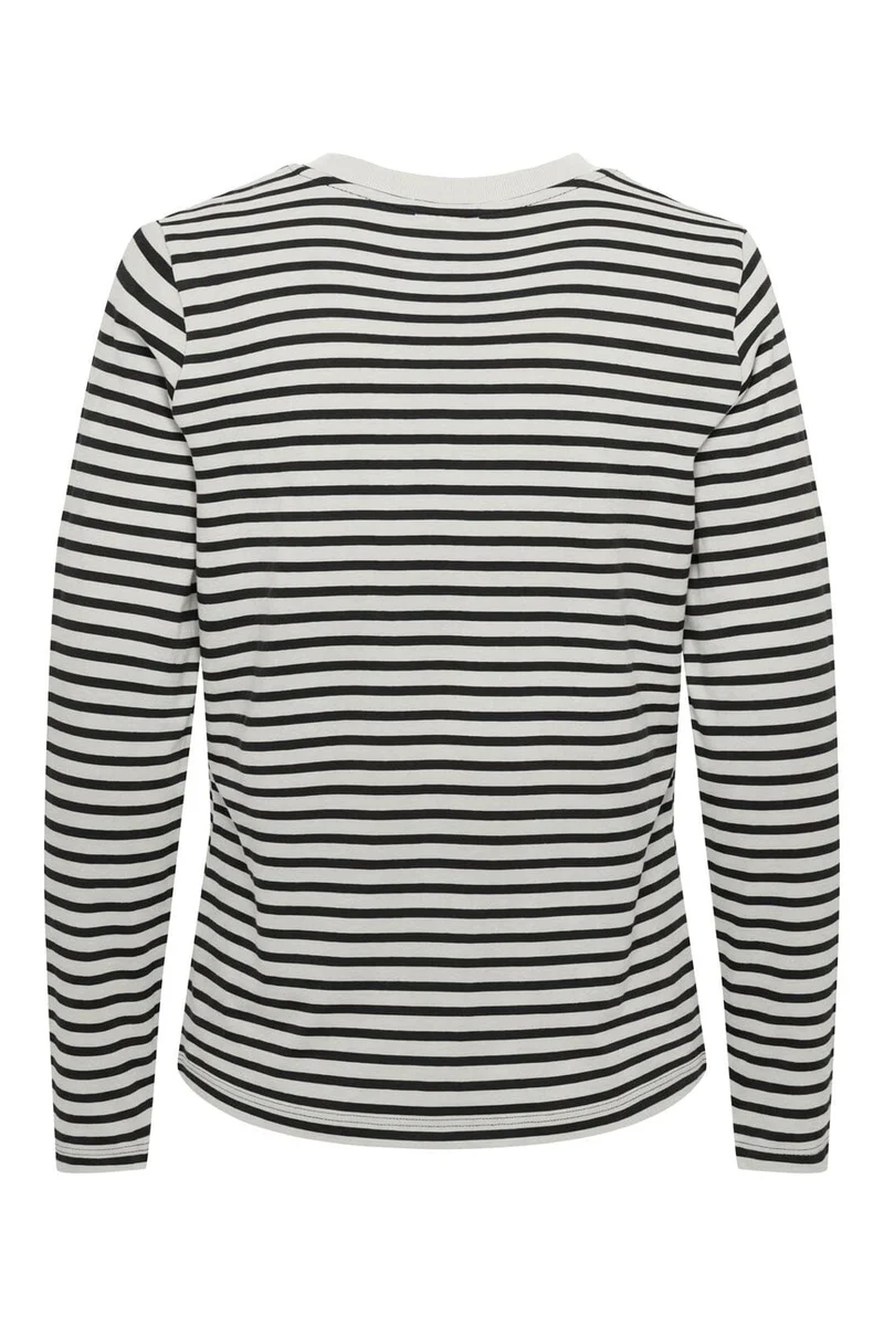 Jdy - Jdypisa L/S Print Top - 5205688 Cloud Dancer New Stripe Black W Bs Heart