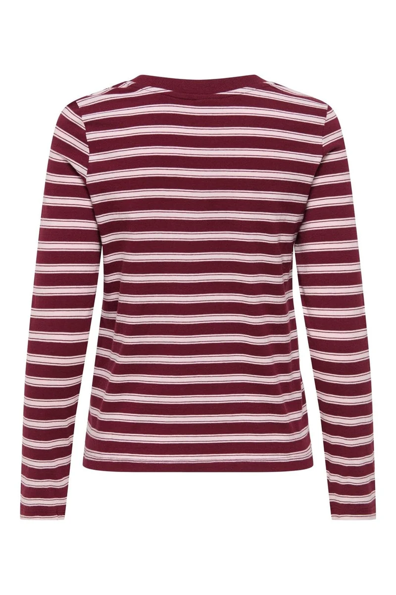 Jdy - Jdypisa L/S Print Top - 5212487 Windsor Wine Chelsea Stripe + Bs Heart