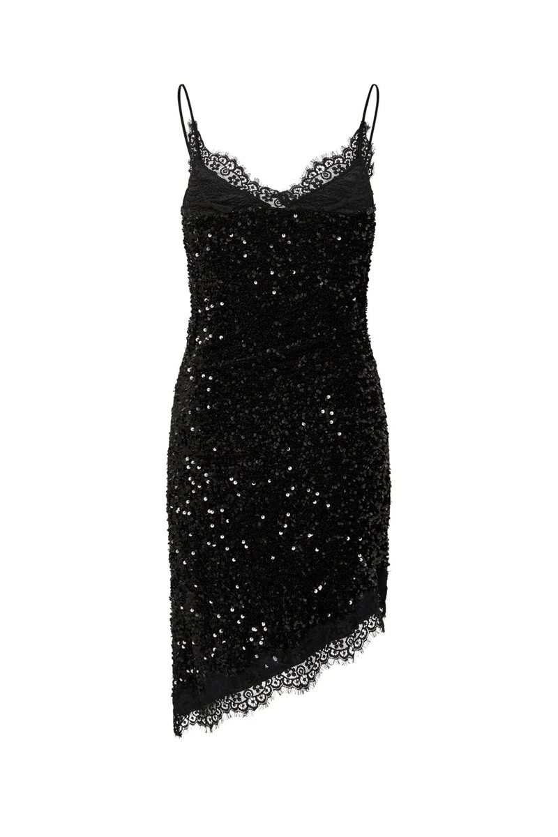 Pieces - Pckammy Strap Lace Dress - 5130875 Black Black Sequins