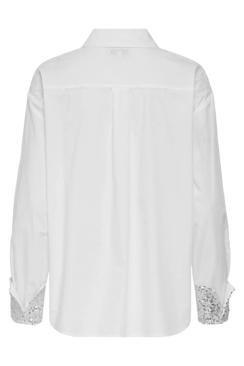 Only - Onlpanama Ls Sequines Mix Shirt - 4841579 Bright White