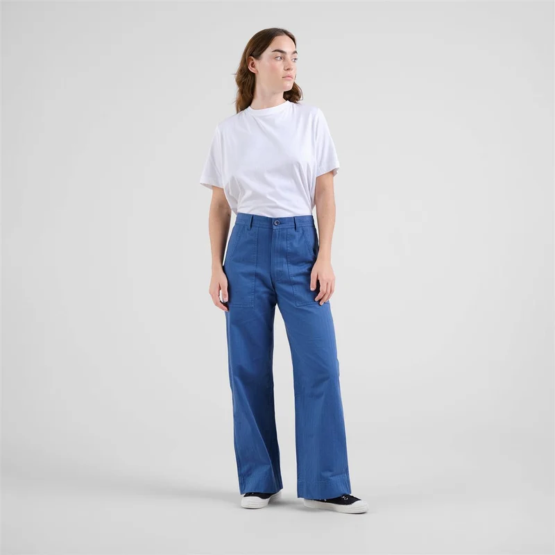 DEDICATED Workwear Pants Vara Herringbone True Blue
