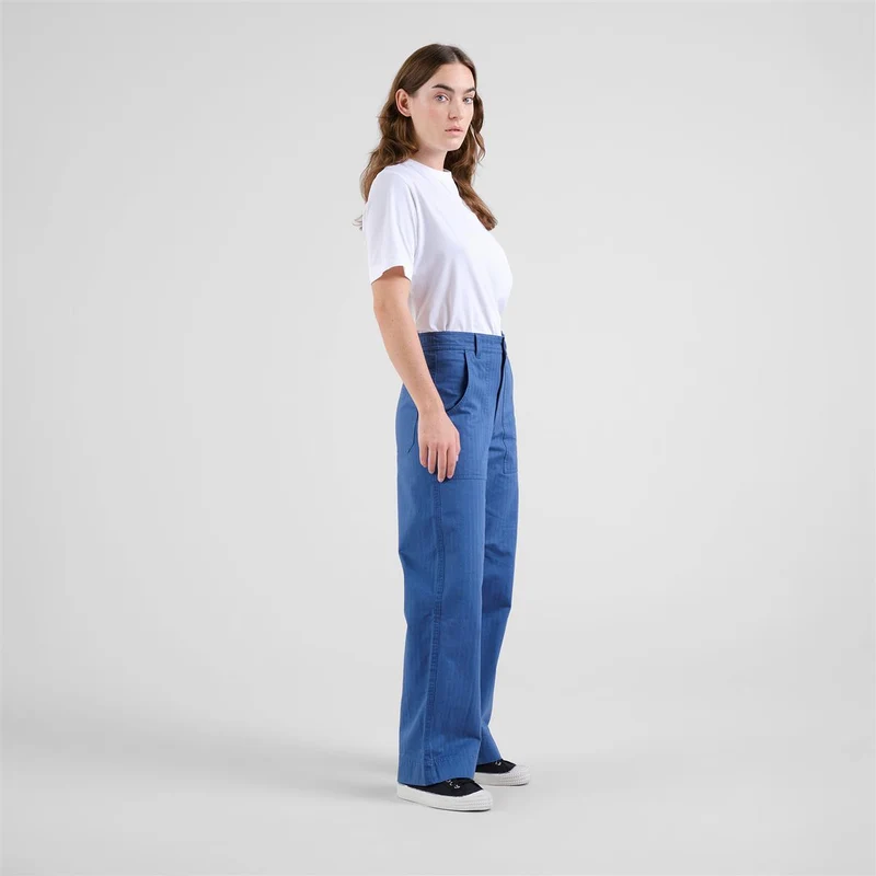 DEDICATED Workwear Pants Vara Herringbone True Blue