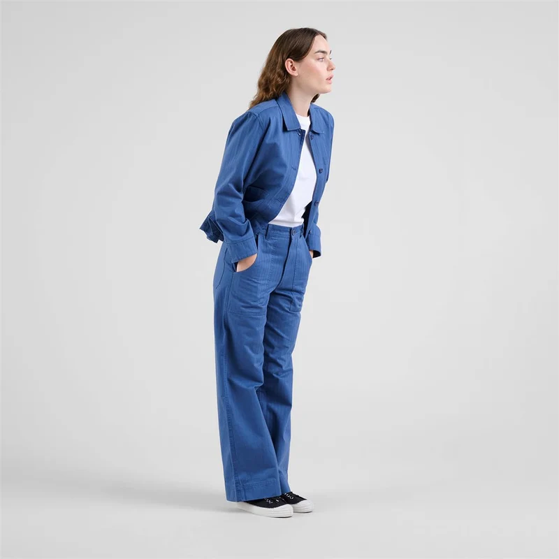 DEDICATED Workwear Pants Vara Herringbone True Blue