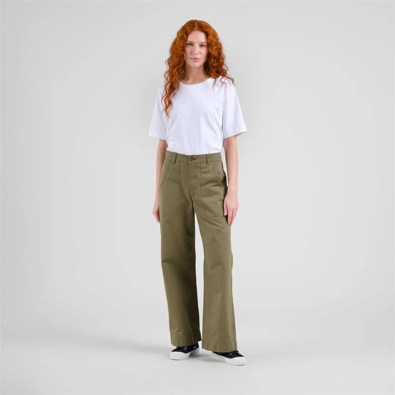 DEDICATED Workwear Pants Vara Herringbone Leaf Green